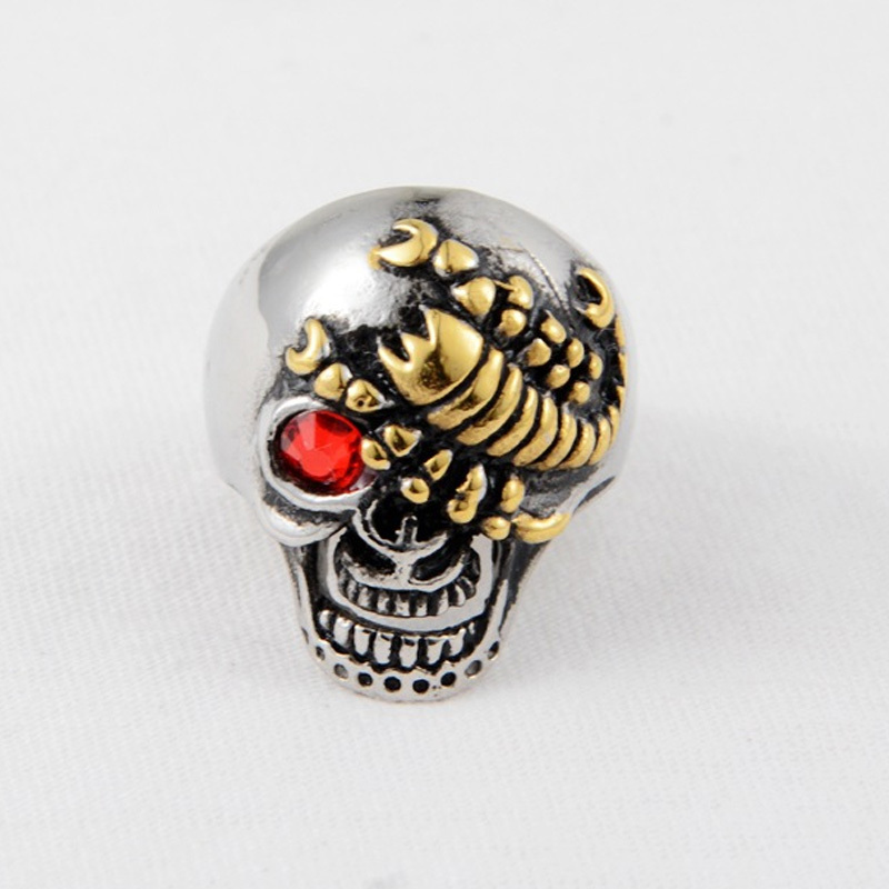 Red Eyed Skull Scorpion Ring