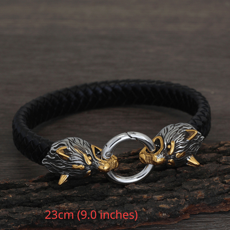 Viking wolf head bracelet