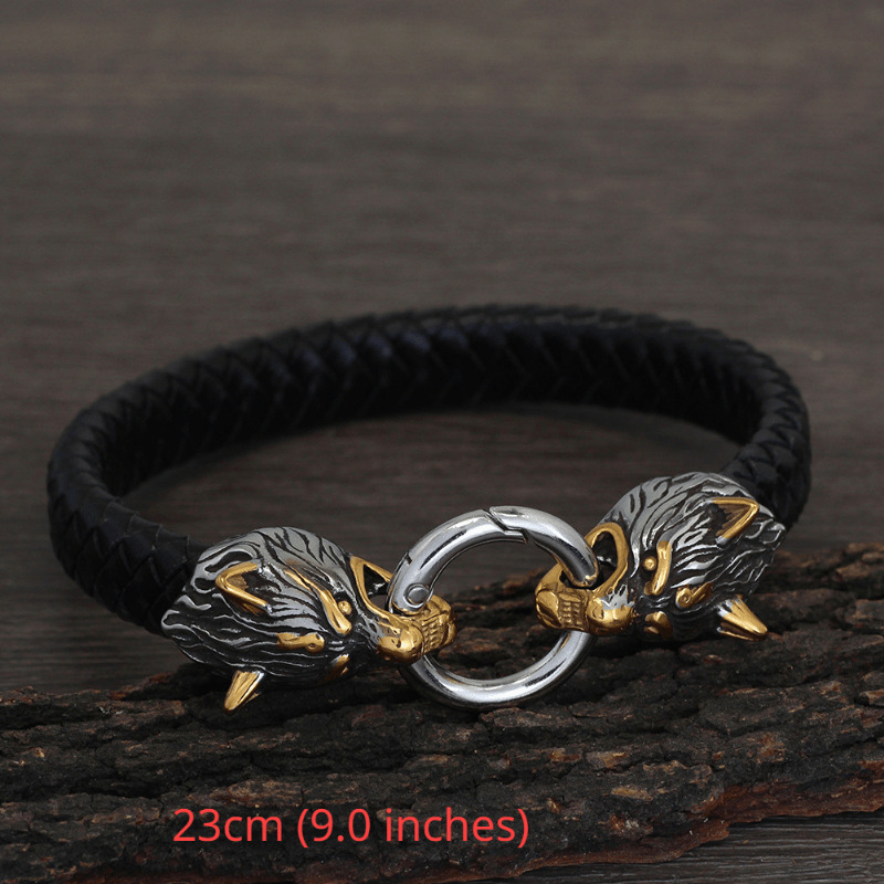 Viking wolf head bracelet