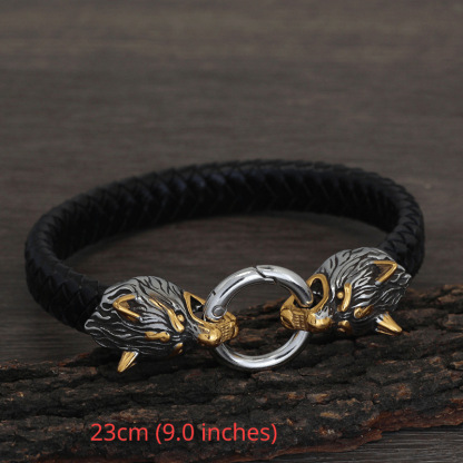 Viking wolf head bracelet