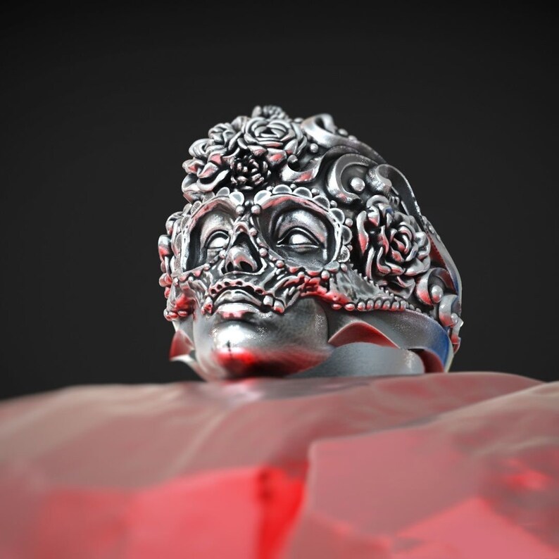 Skull and Flower Ring