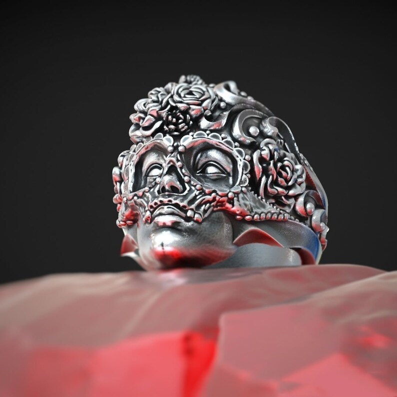 Skull and Flower Ring