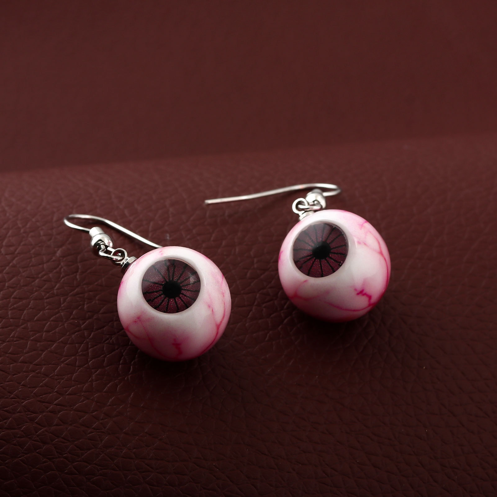 Horrible blood-red eyeball resin earrings