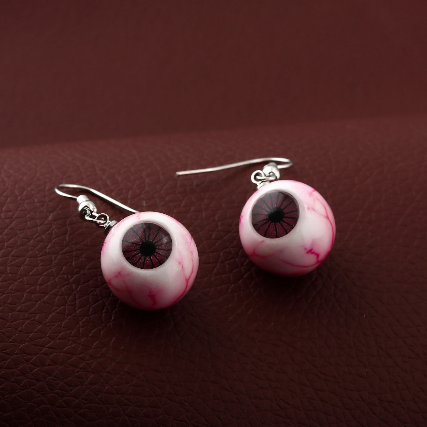 Horrible blood-red eyeball resin earrings
