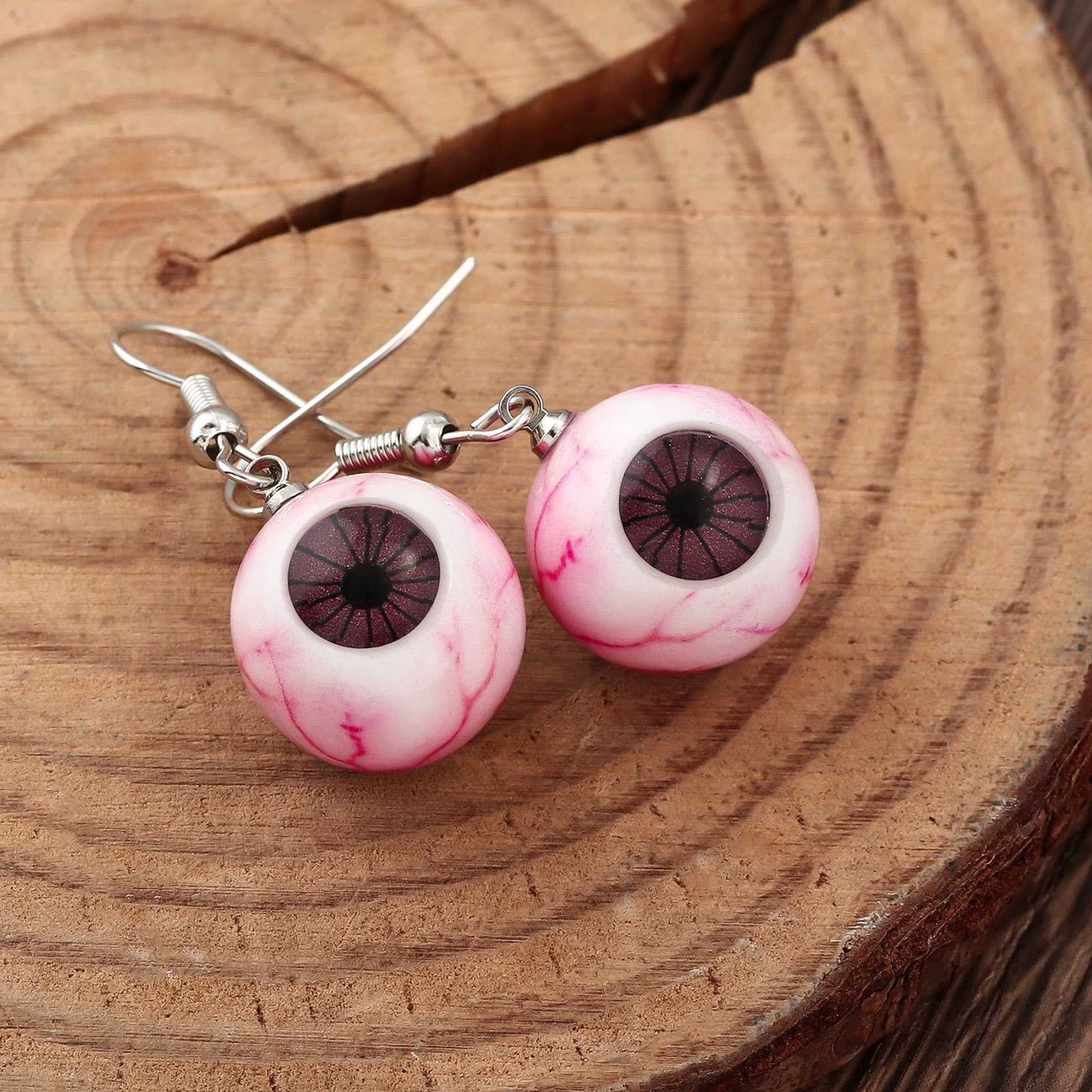 Horrible blood-red eyeball resin earrings