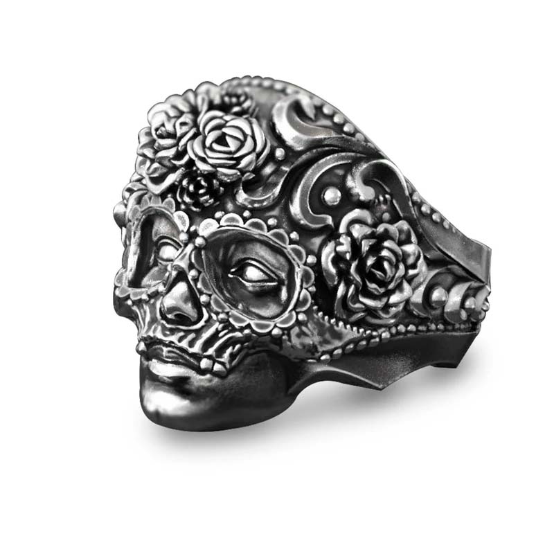 Skull and Flower Ring