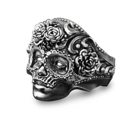 Skull and Flower Ring