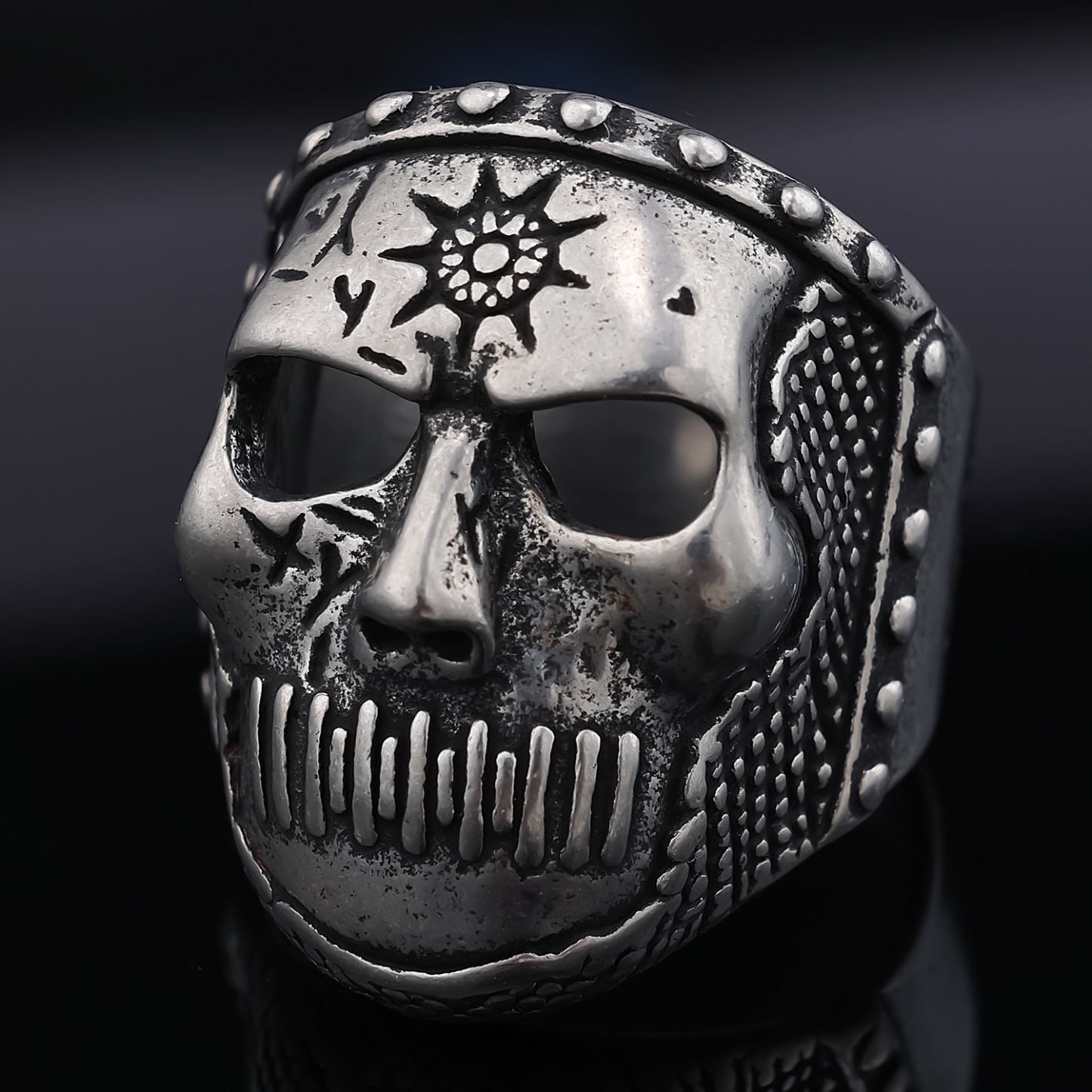 Punk Band Medal Skull Ring