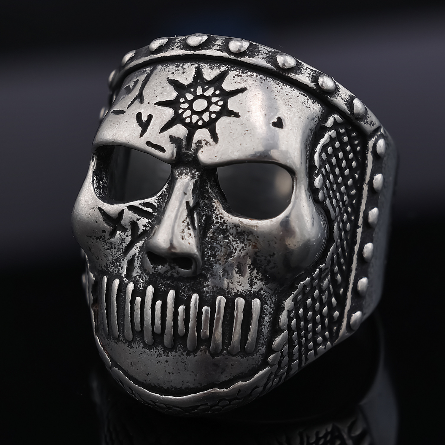 Punk Band Medal Skull Ring