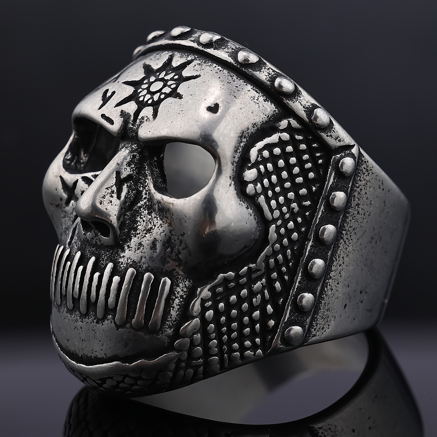 Punk Band Medal Skull Ring