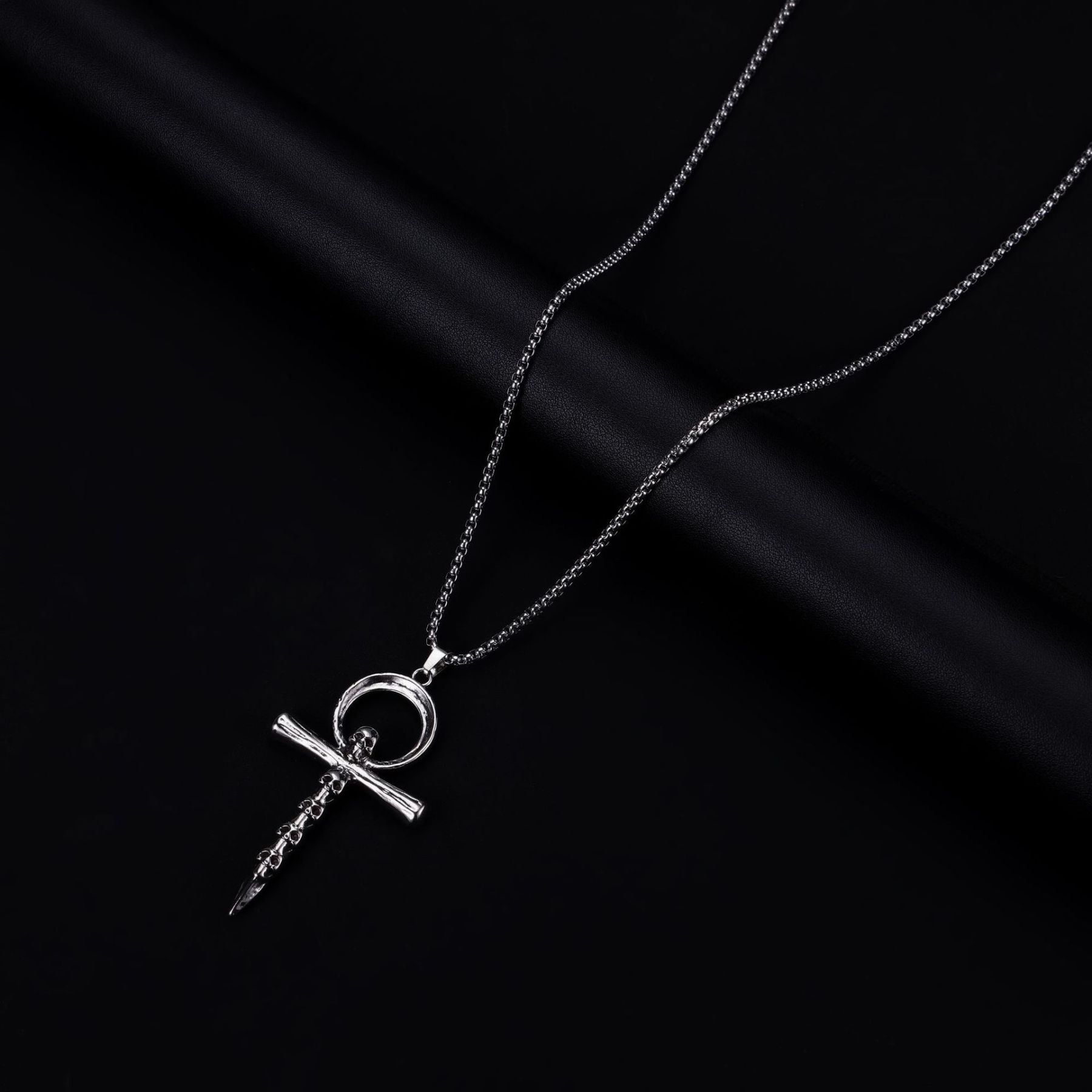 Titanium Cross Skull Necklace