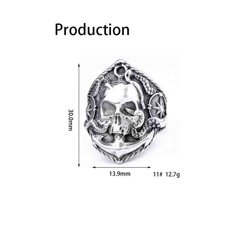 Nautical Anchor Skull Ring