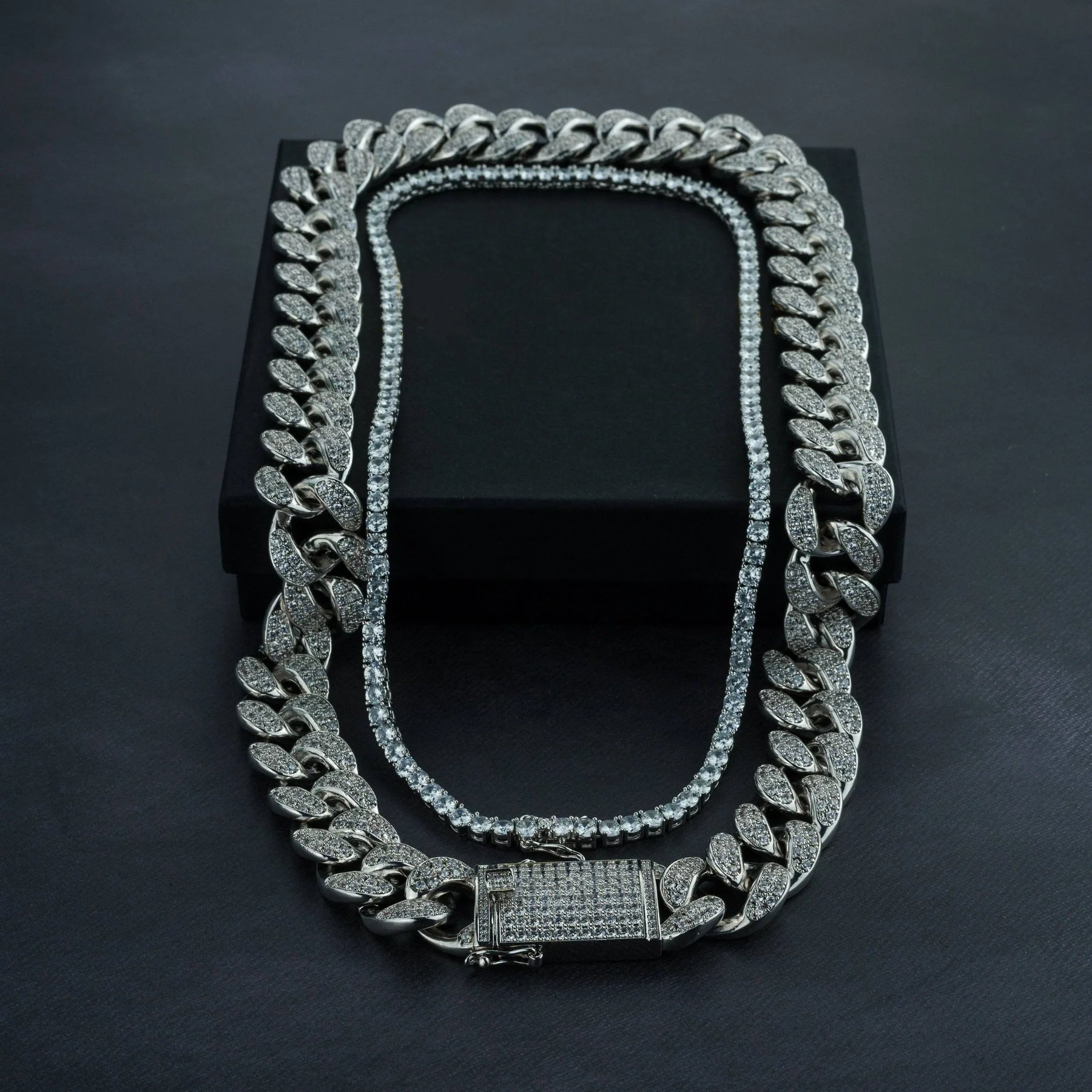 20mm Cuban Chain & 5mm Tennis Chain Bundle
