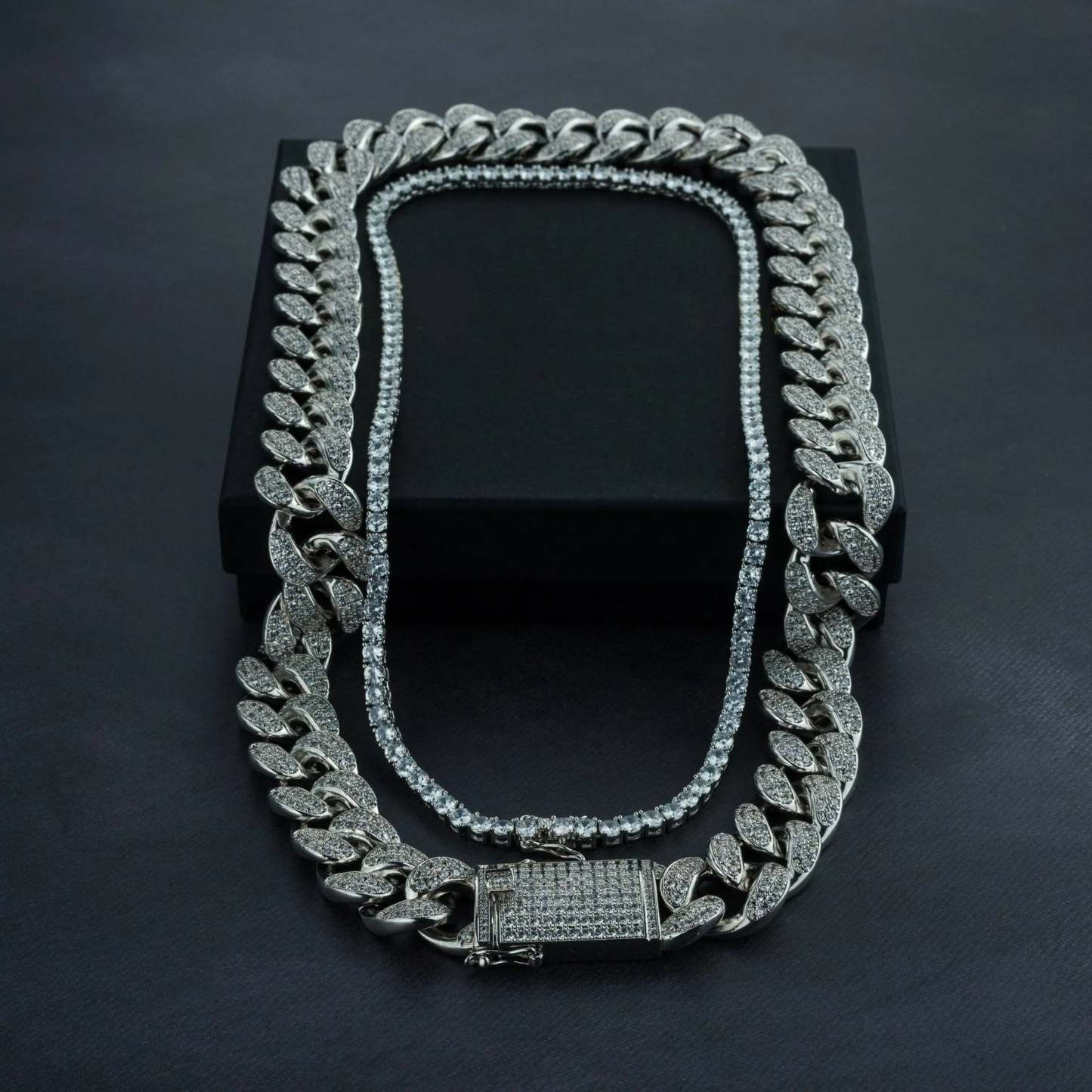 20mm Cuban Chain & 5mm Tennis Chain Bundle
