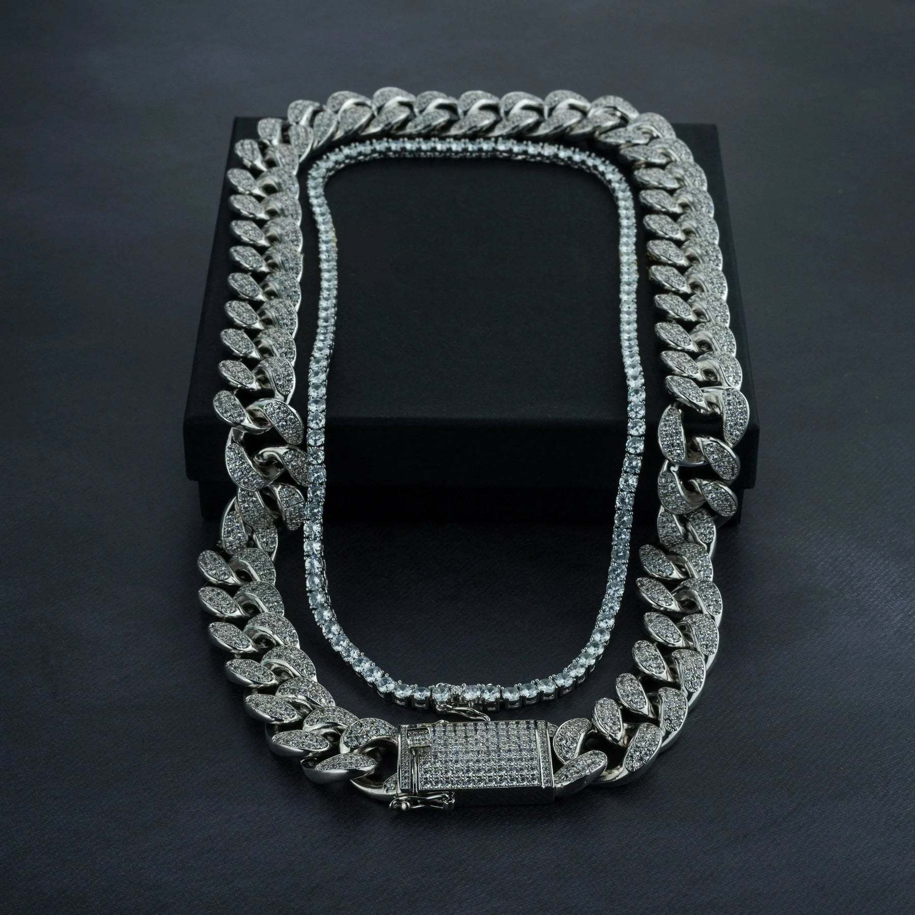 20mm Cuban Chain & 5mm Tennis Chain Bundle