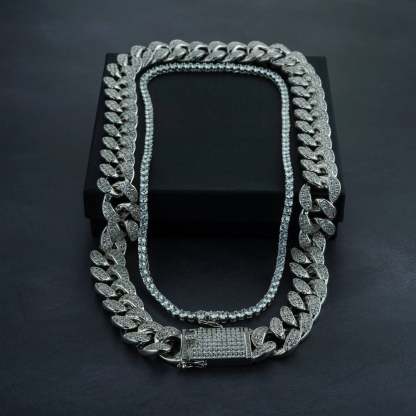 20mm Cuban Chain & 5mm Tennis Chain Bundle
