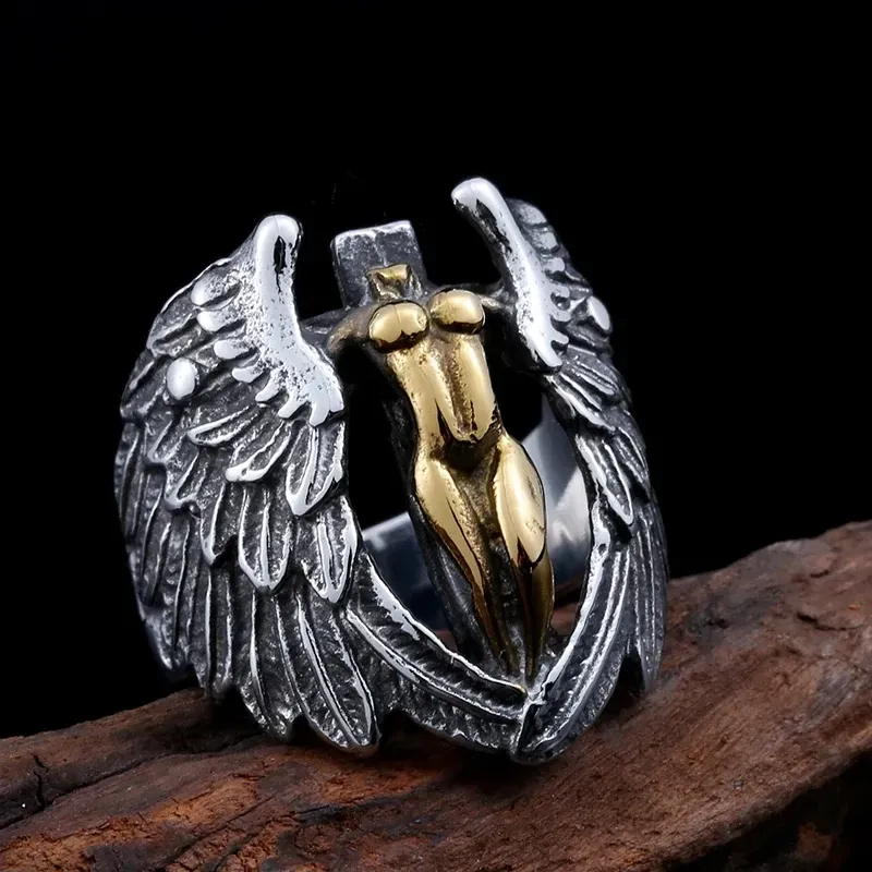 Angel Wings Cross Ring