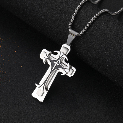 Patterned three-layer cross pendant