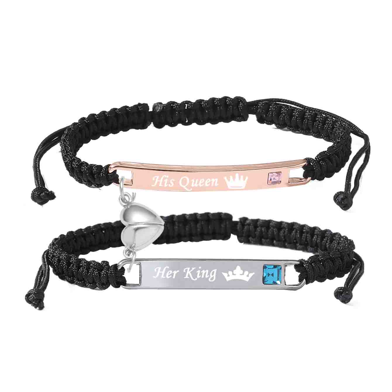 His Queen Her King 925 Silver Braided Bracelet
