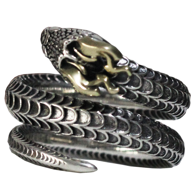 Dragon Horned Snake Silver Ring