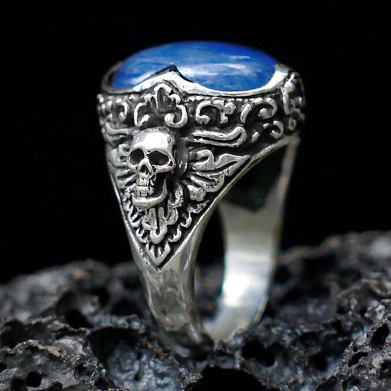 Skull and sapphire ring