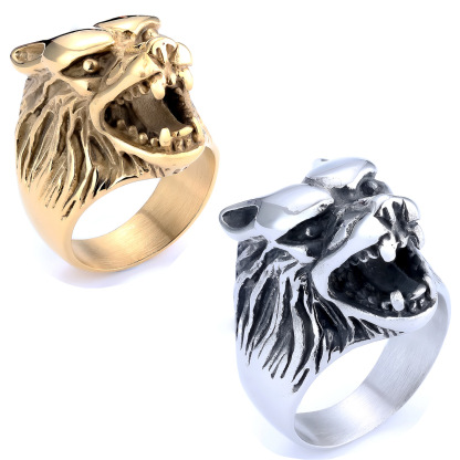 Norse mythology wolf head ring
