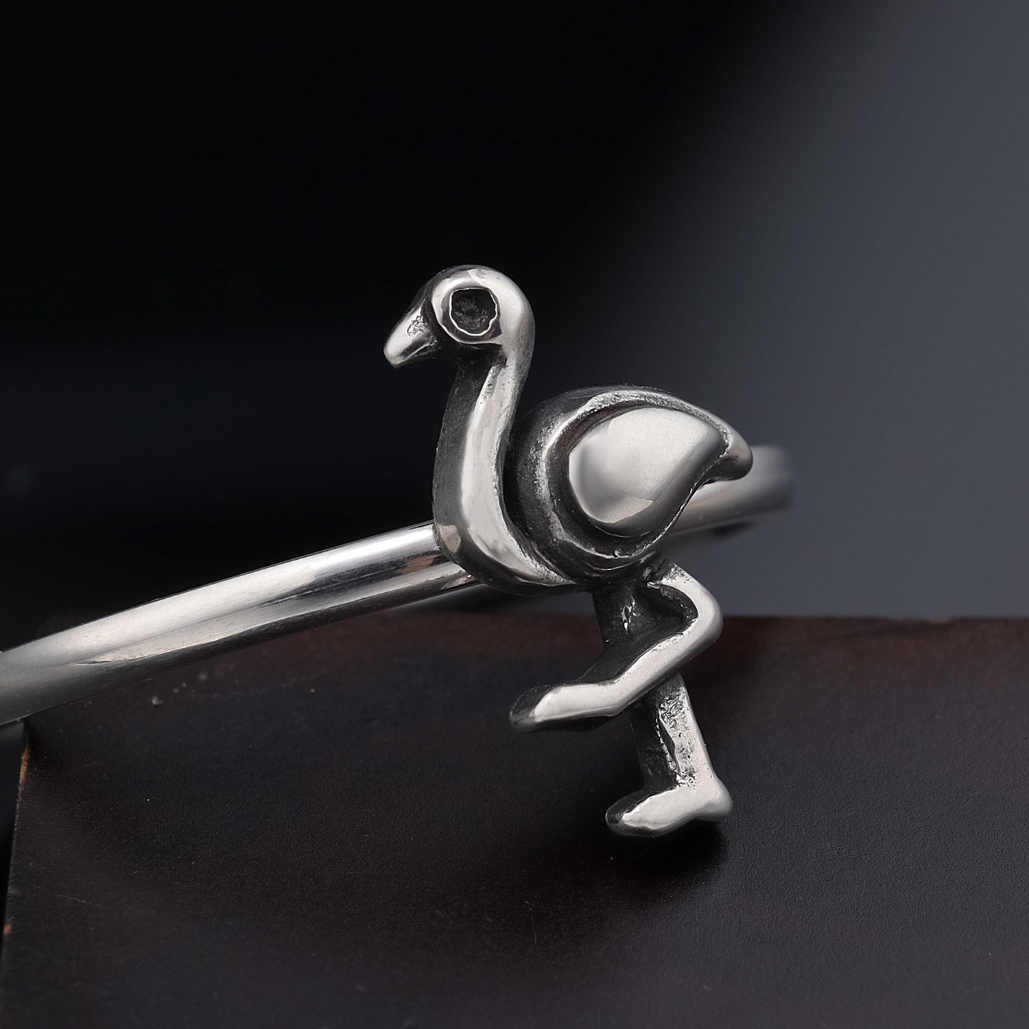 Sterling silver flamingo ring