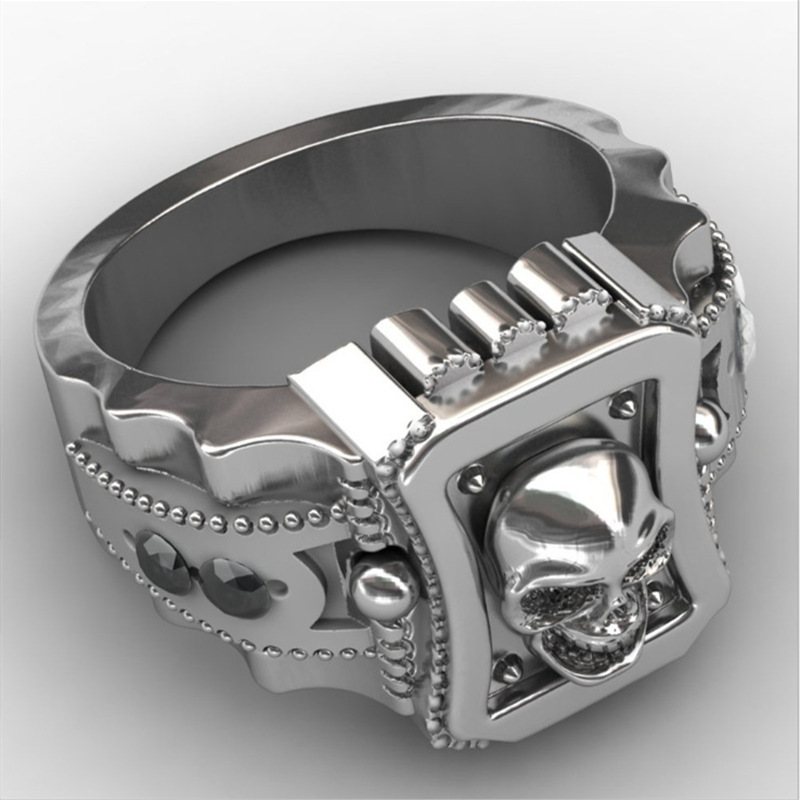 Black Diamond Skull Ring