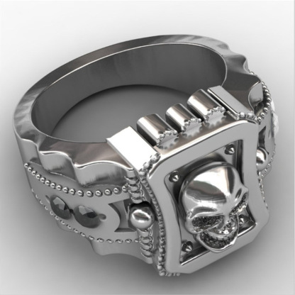Black Diamond Skull Ring