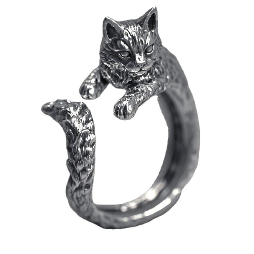 Sterling silver cat ring