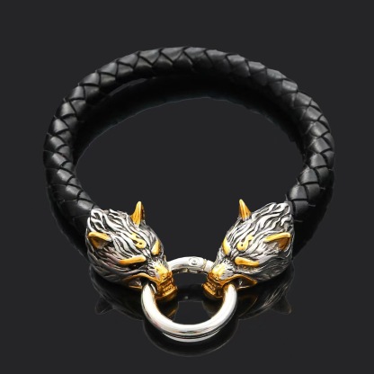 Viking wolf head bracelet