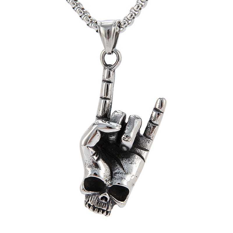 Hip-hop rock hand gesture necklace