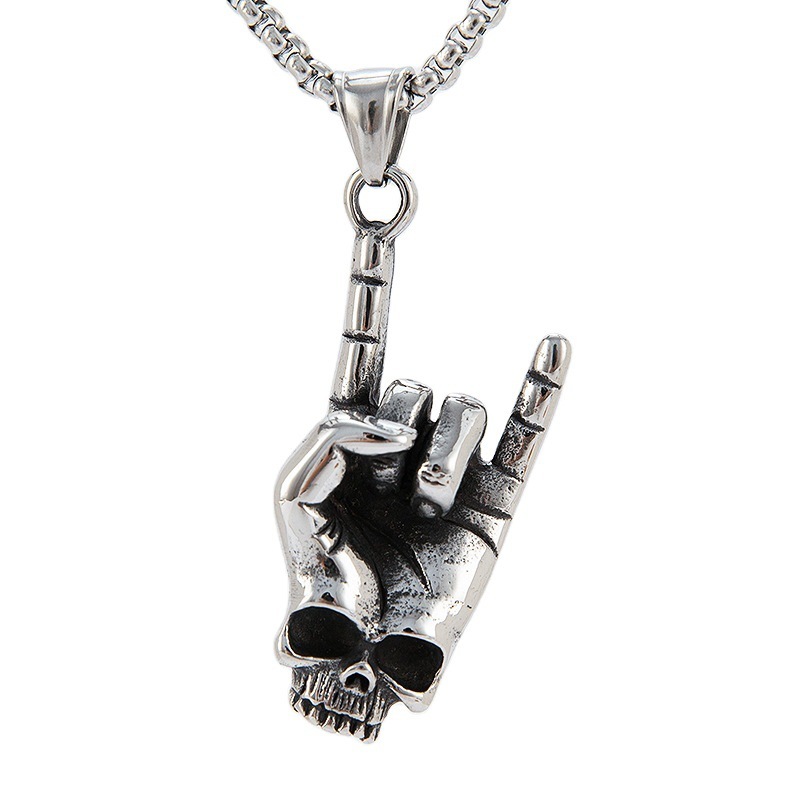 Hip-hop rock hand gesture necklace