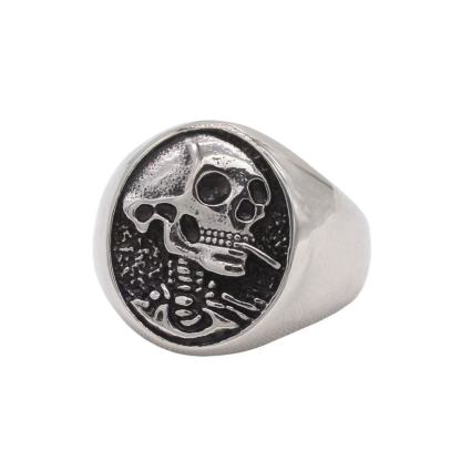 Vintage smoking skull ring
