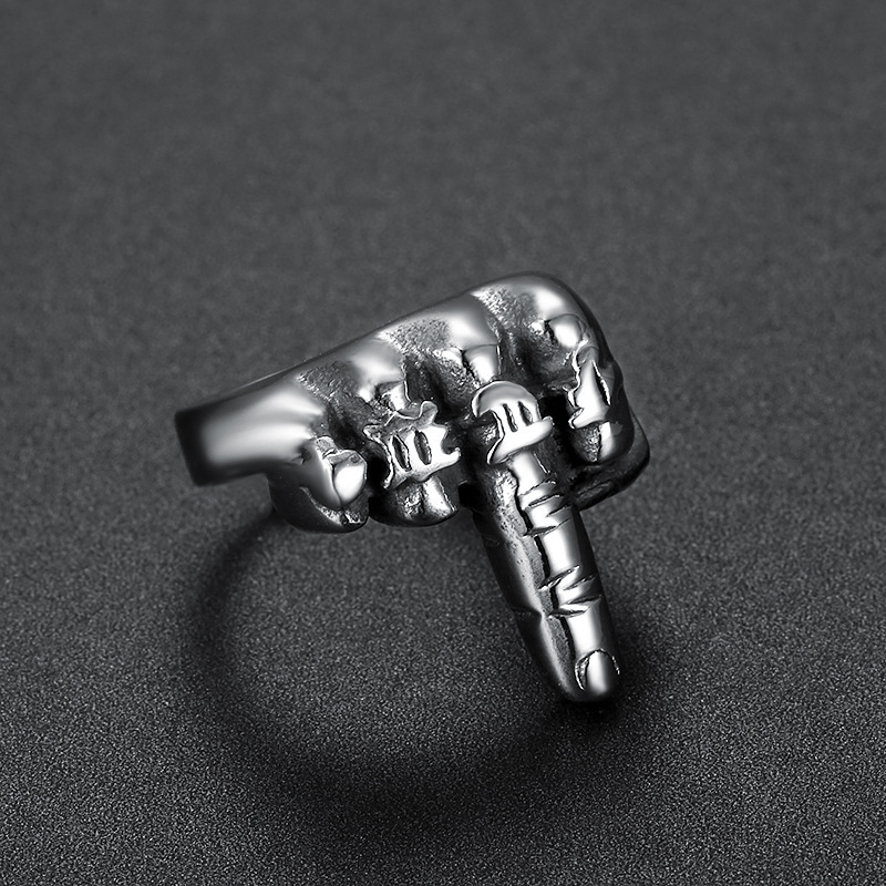 Vintage fist middle finger ring