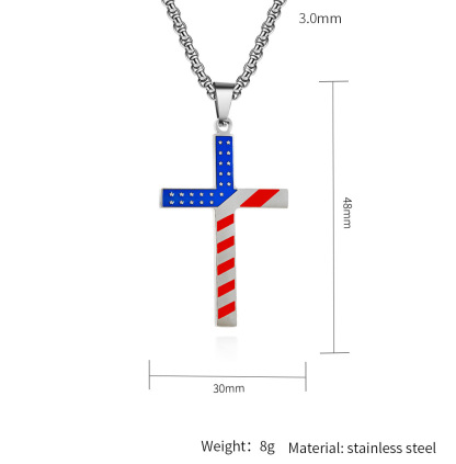 American Stars and Stripes Titanium Steel Cross Necklace
