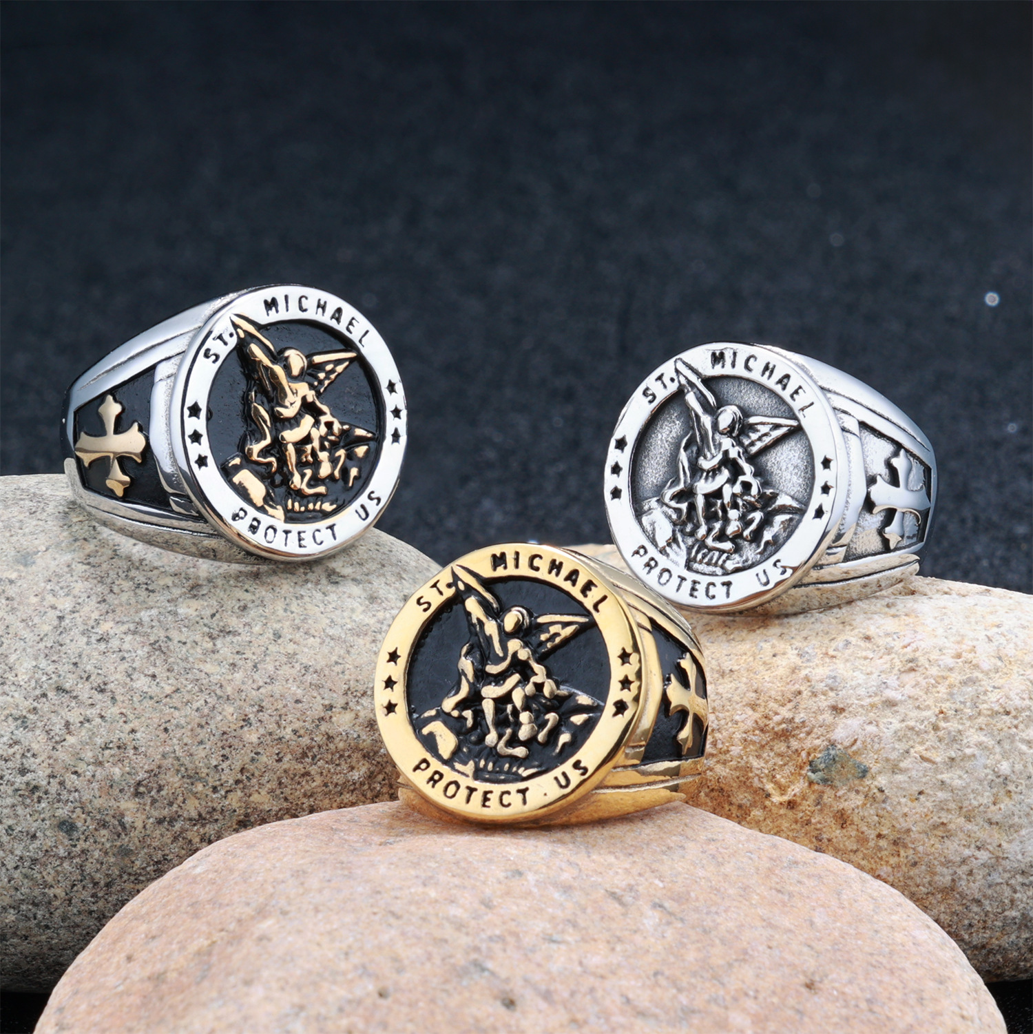 Angel Cross Signet Ring