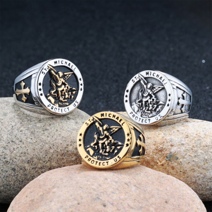 Angel Cross Signet Ring