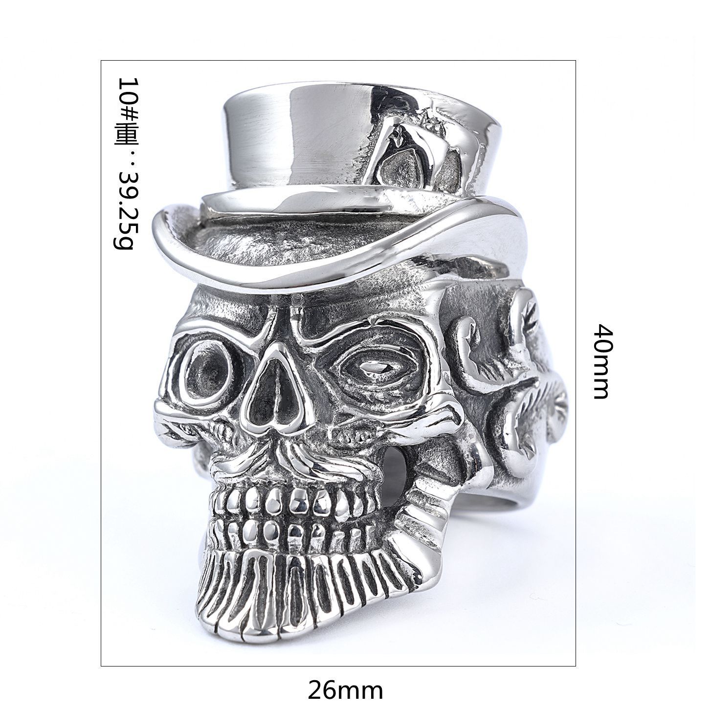 Gentleman wearing a hat skull ring