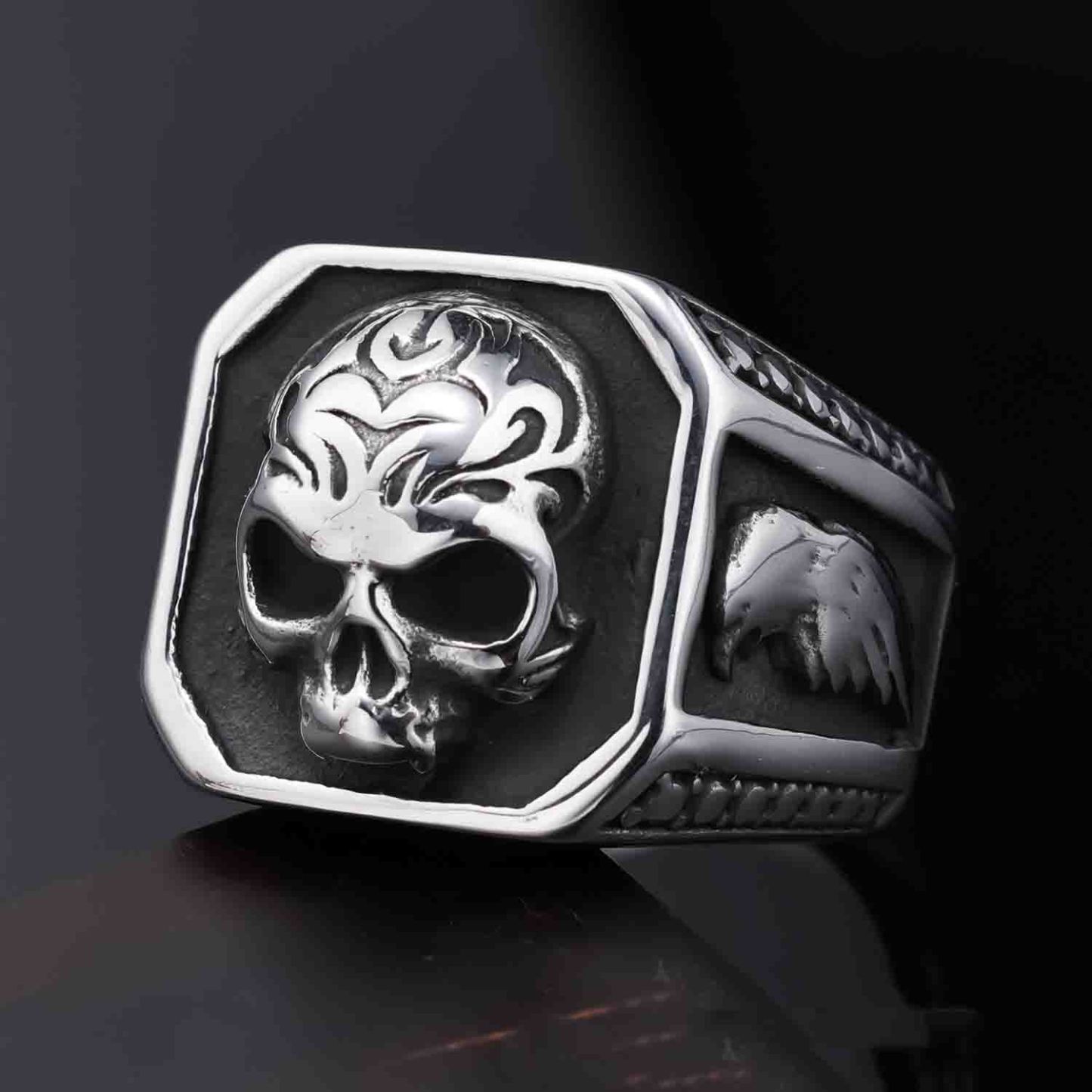 Skull Crow 925 Silver Ring