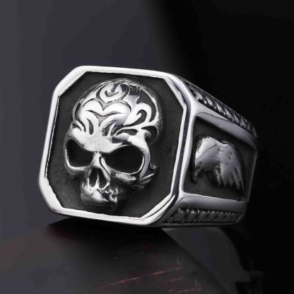 Skull Crow 925 Silver Ring