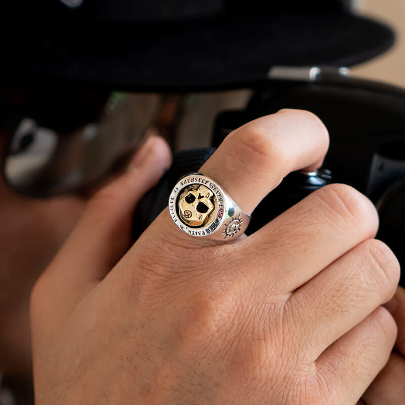 Skull ring open punk rock men's ring