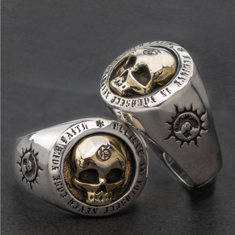 Skull ring open punk rock men's ring