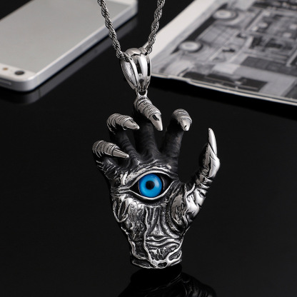 Dragon Claw Blue Eye Pendant Necklace