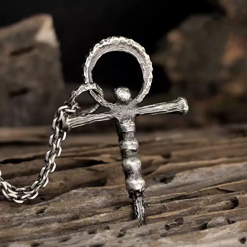  Titanium Cross Skull Necklace