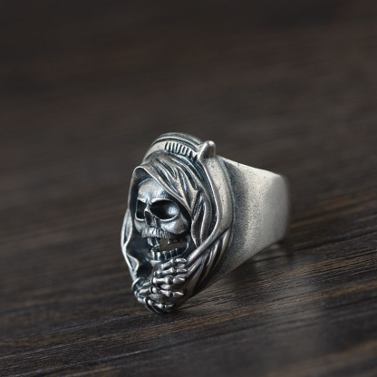 Golden Deer King S925 Silver Hollow Skull Claw Ring