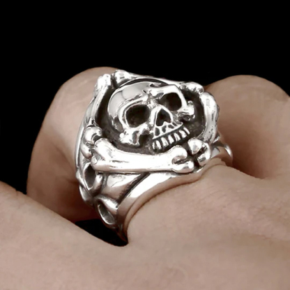 Retro motorcycle Death skull ring