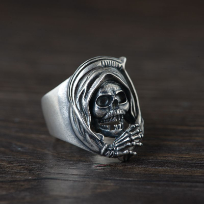 Golden Deer King S925 Silver Hollow Skull Claw Ring