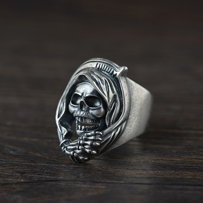 Golden Deer King S925 Silver Hollow Skull Claw Ring