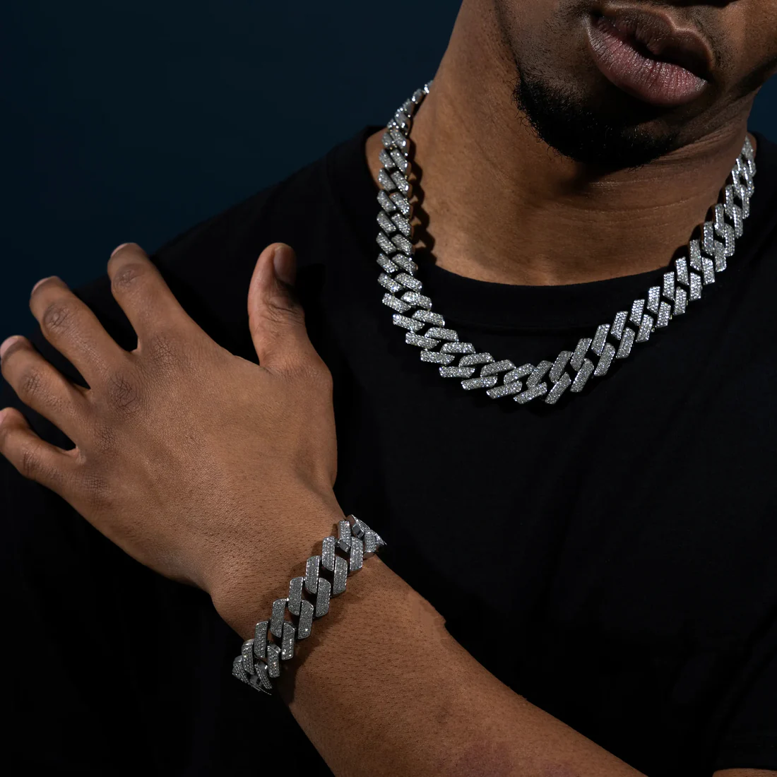 18mm Prong Set Cuban Chain & Bracelet Bundle